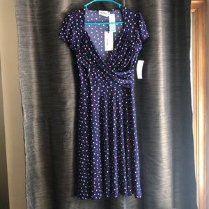 FUN short sleeve scoop neck polka dot dress!